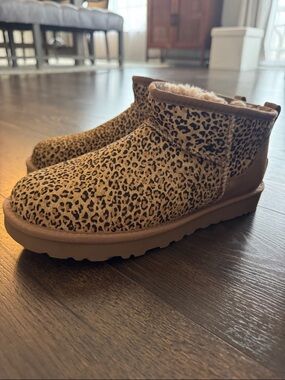 UGG Leopard Print ultra mini boot